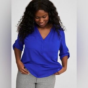 Torrid Harper 3/4 Sleeve Blue Relaxed Buttoned Blouse size 0